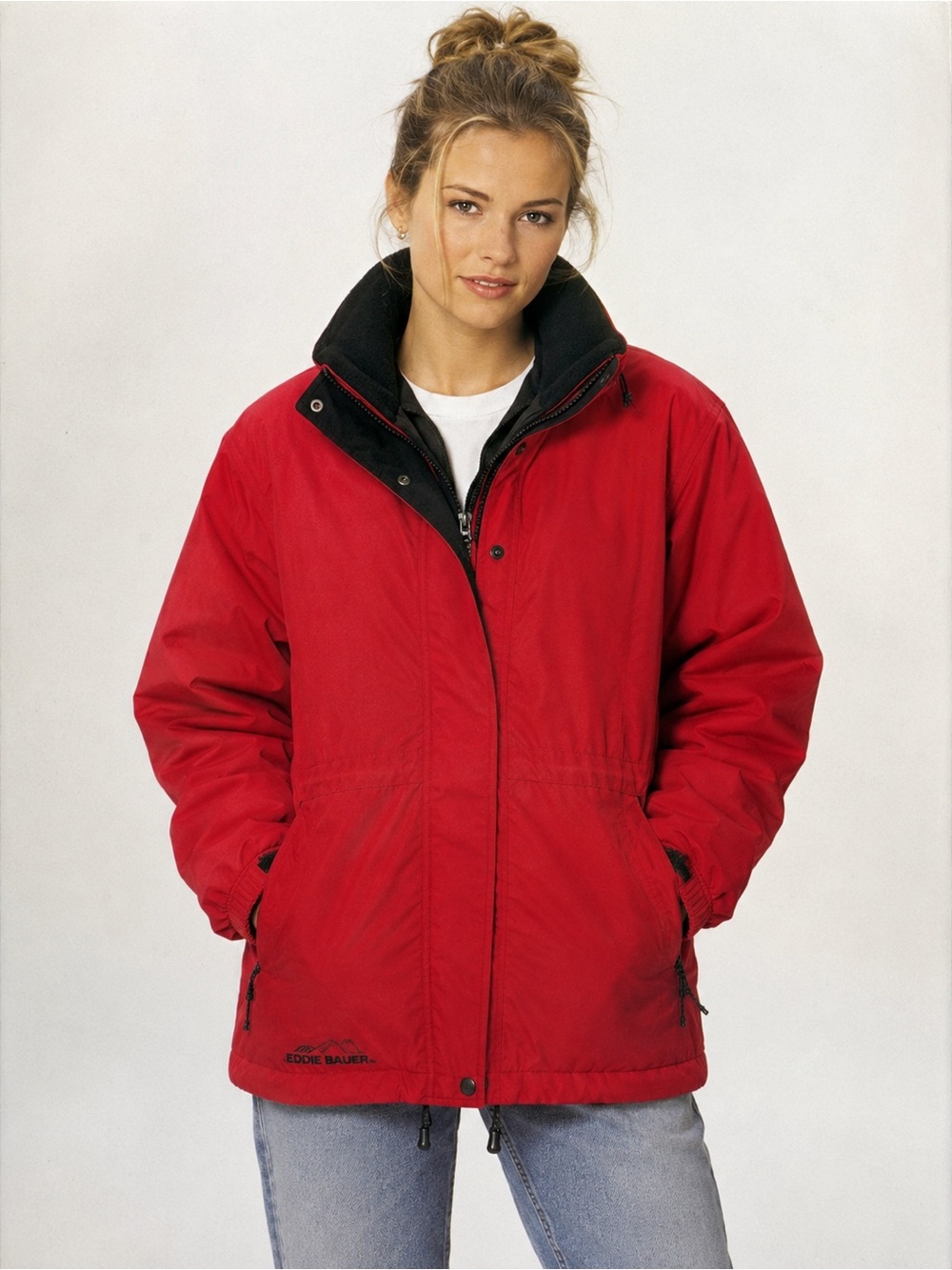 Vintage Y2K Eddie Bauer Red Thinsulate Insulated Hooded Jacket Coat Womens Small